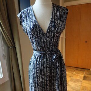 Tory Burch 100% silk blue and white print wrap dress with pockets size S $475